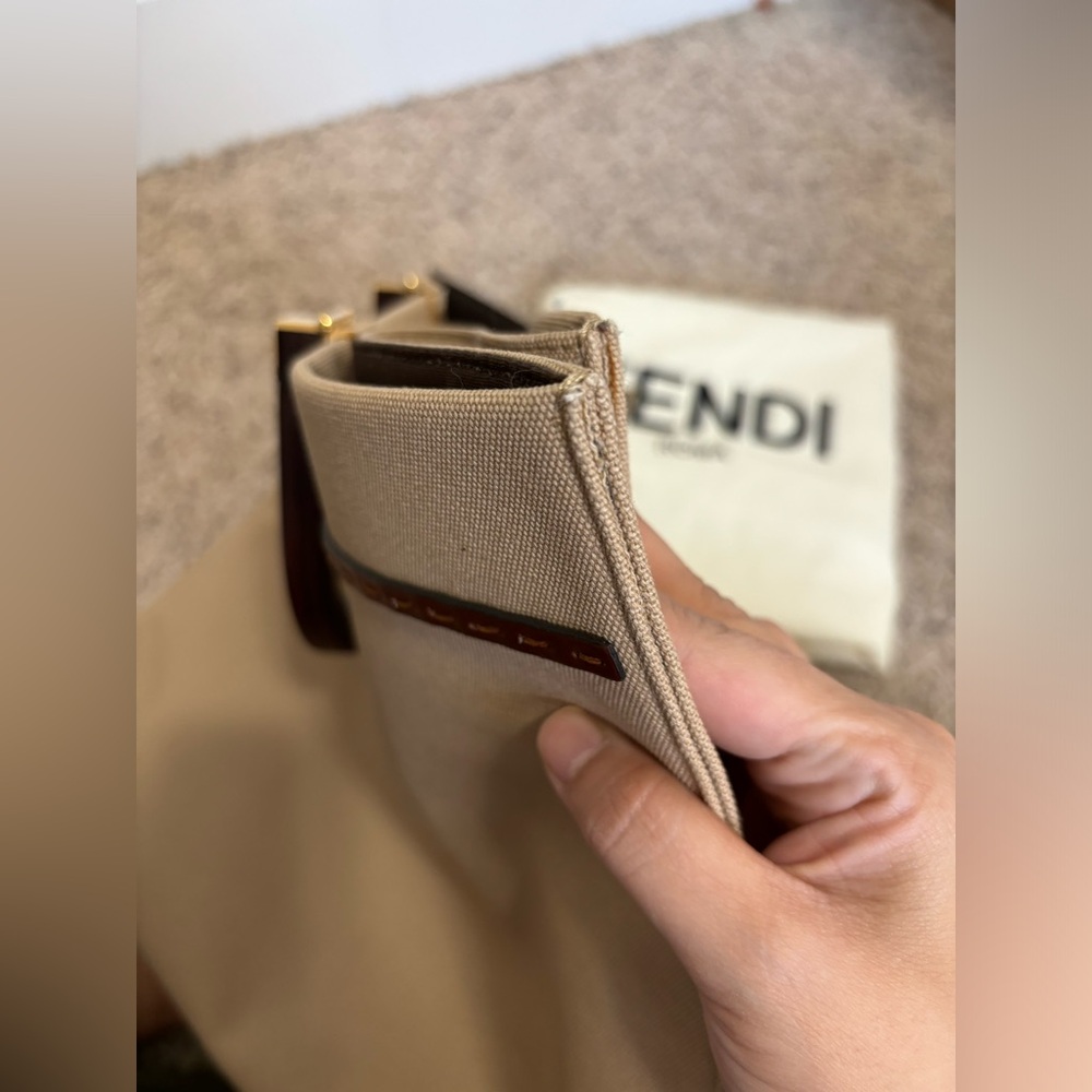 Fendi Sunshine Medium Tote Bag Canvas Beige Brown - Picture 10 of 12
